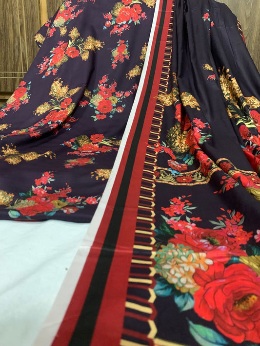 3 piece Barque Doriya Lilan Shirt , Trouser & Lilan Dupatta