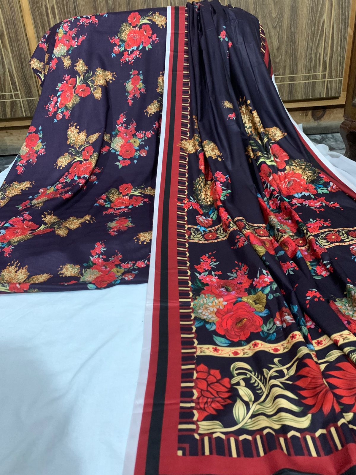 3 piece Barque Doriya Lilan Shirt , Trouser & Lilan Dupatta