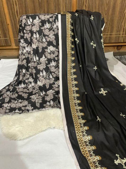 3 piece Barque Doriya lilen shirt and trouser &lilan dupata