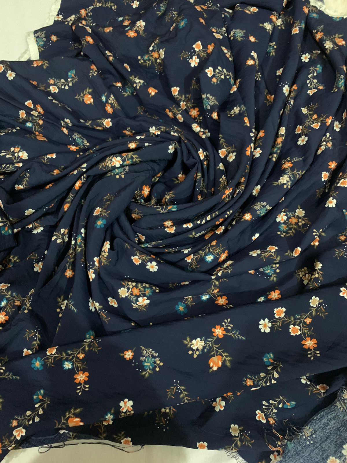 Navy Blue 2 piece Lilan with Floral Print