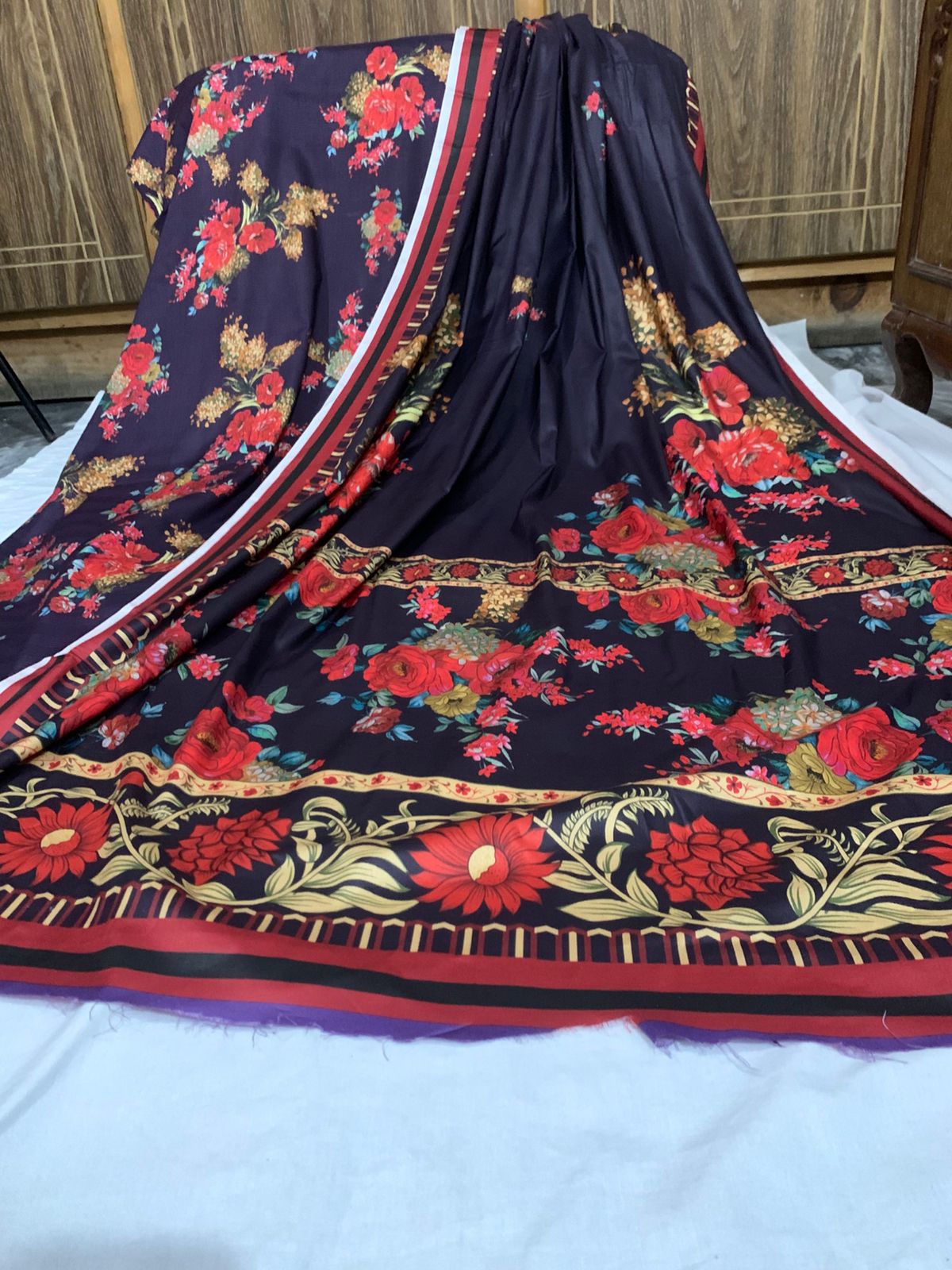 3 piece Barque Doriya Lilan Shirt , Trouser & Lilan Dupatta